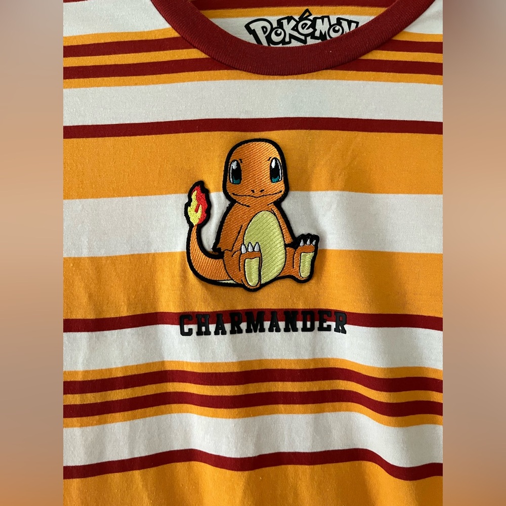 Pokémon Charmander Striped T-Shirt - BoxLunch Exclusive Nintendo Cartoon Medium - Picture 3 of 6